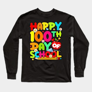 100th Day Of School Teachers  Boys Girls Students Kids Long Sleeve T-Shirt